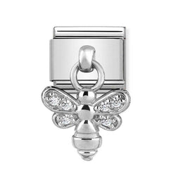 Nomination Classic Link Pendant CZ Bee Charm in Silver