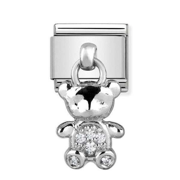 Nomination Classic Link Pendant CZ Teddy Charm in Silver