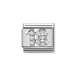 Nomination Classic Link Number 18 Charm in Silver with Cubic Zirconia