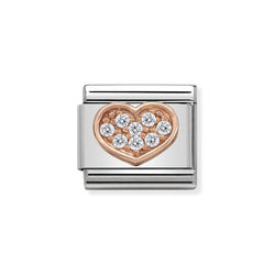 Nomination Classic Link CZ Heart Charm in Rose Gold