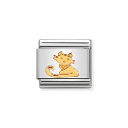 Nomination Classic Link Sitting Cat Charm in Gold