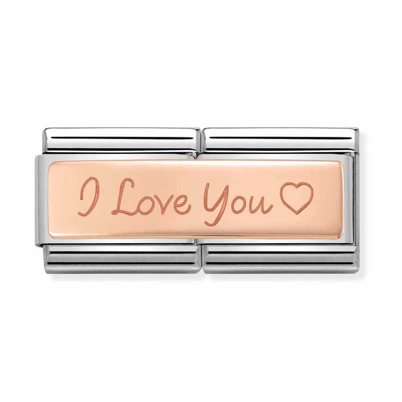 Nomination Double Link I Love You Charm in Rose Gold