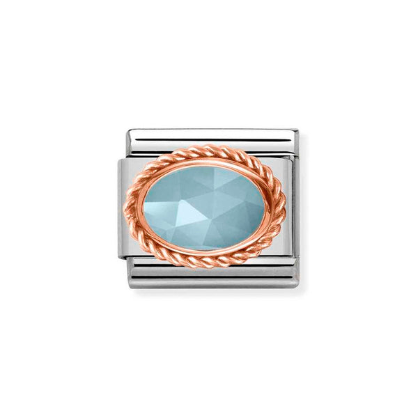 Nomination Classic Link Rich Set Milky Aquamarine Charm in Rose Gold