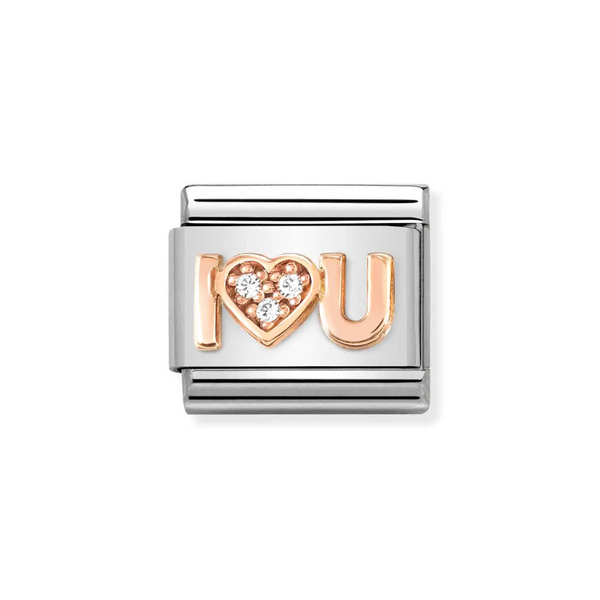 Nomination Classic Link I Heart You CZ Charm in Rose Gold