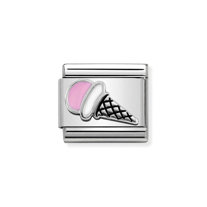 Nomination Classic Link Pink Ice Cream Charm in Silver