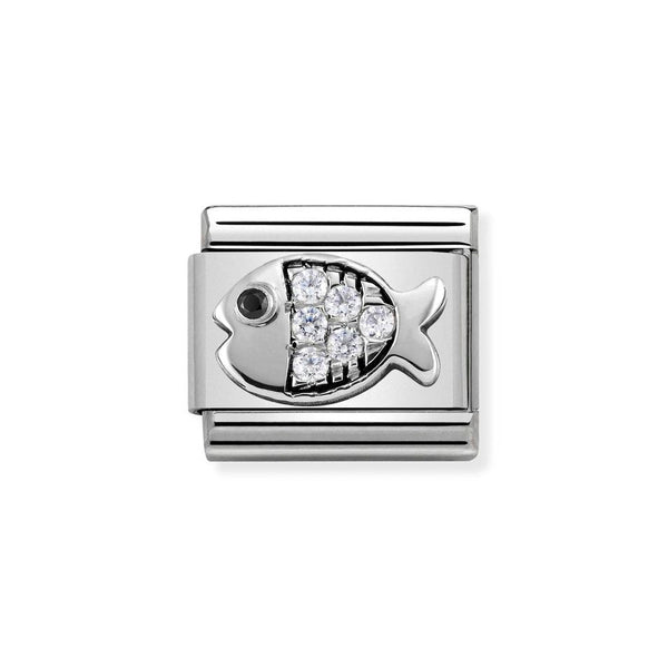 Nomination Classic Link Fish with CZ Charm in Silver