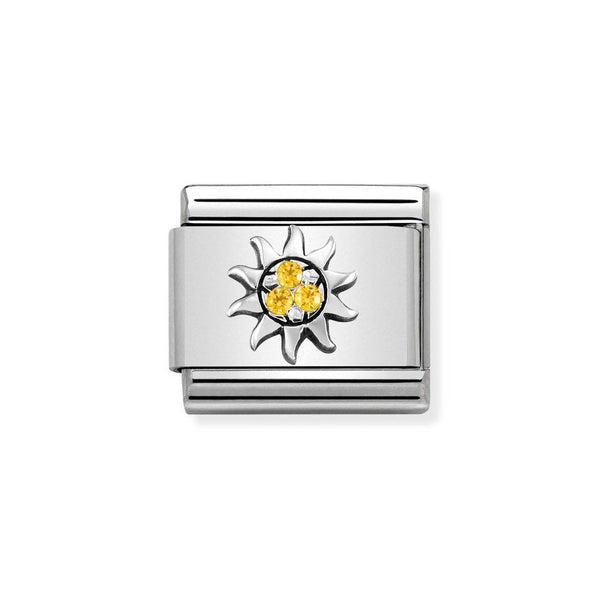 Nomination Classic Link Sun with Yellow CZ Charm in Silver