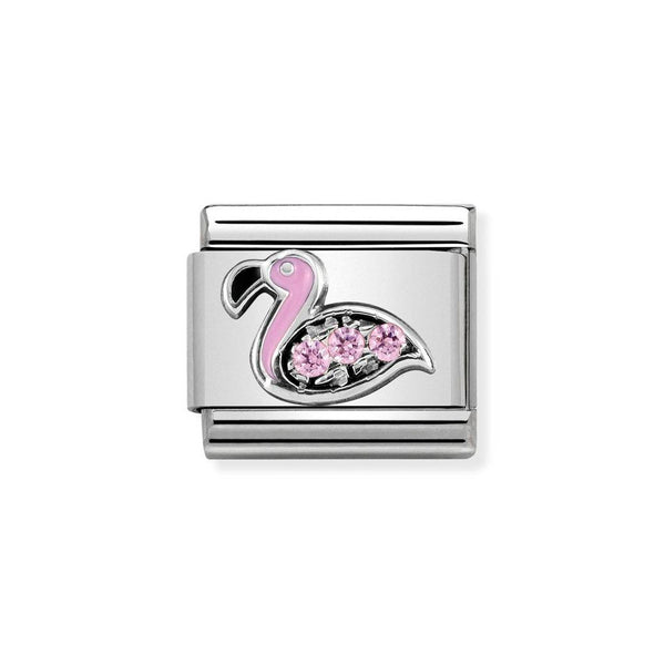 Nomination Classic Link Pink Flamingo with CZ Charm in Silver