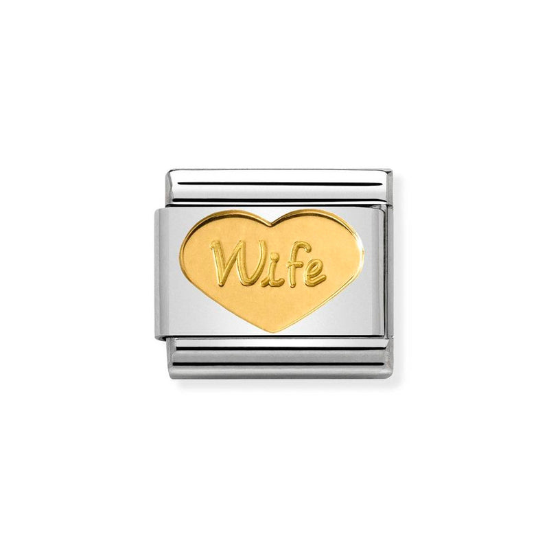 Nomination Classic Link Wife Heart Charm in Gold