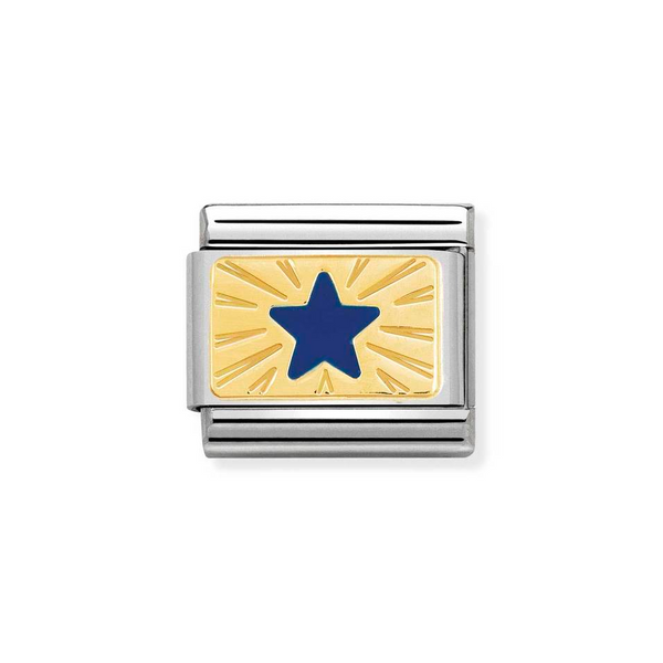 Nomination Classic Link Blue Star Charm in Gold