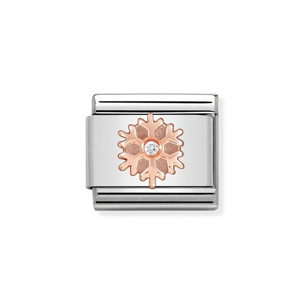 Nomination Classic Link Snowflake with White CZ Charm in Rose Gold