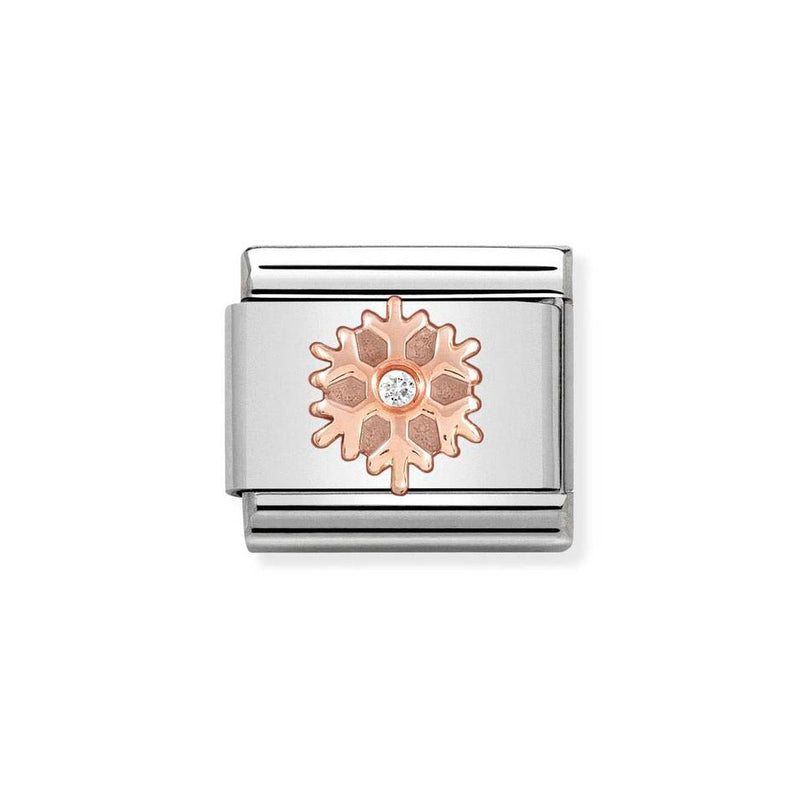 Nomination Classic Link Snowflake with White CZ Charm in Rose Gold