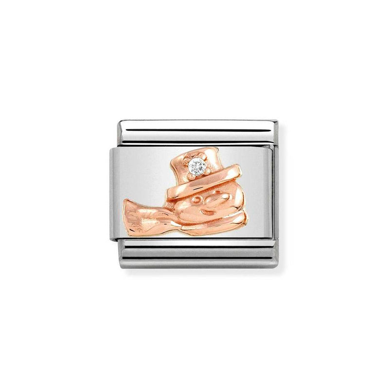 Nomination Classic Link Snowman with White CZ Charm in Rose Gold