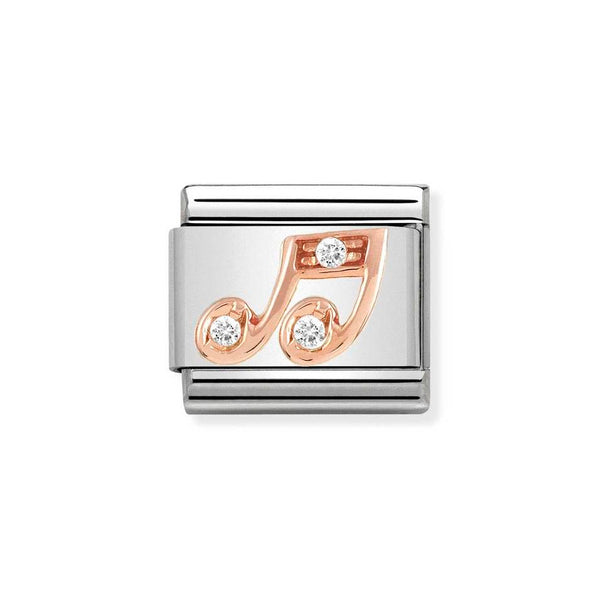 Nomination Classic Link Musical Note with CZ Charm in Rose Gold