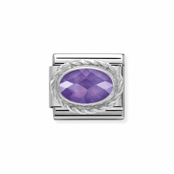 Nomination Classic Link Rich Set Faceted Violet CZ Charm in Silver