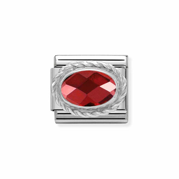 Nomination Classic Link Rich Set Faceted Red CZ Charm in Silver