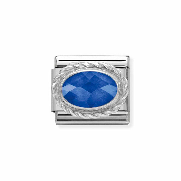 Nomination Classic Link Rich Set Faceted Blue CZ Charm in Silver