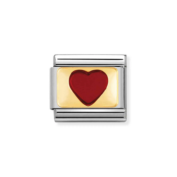 Nomination Classic Link Red Heart Charm in Gold