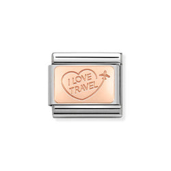 Nomination Classic Link I Love Travel Charm in Rose Gold