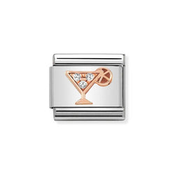 Nomination Classic Link Cocktail CZ Charm in Rose Gold