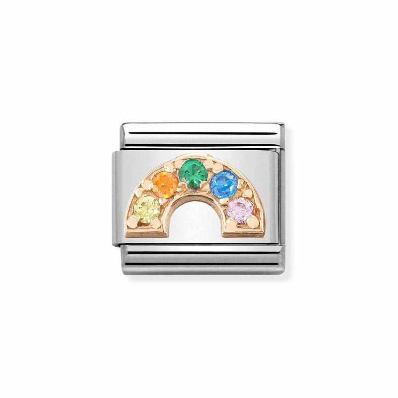 Nomination Classic Link CZ Rainbow Charm in Rose Gold