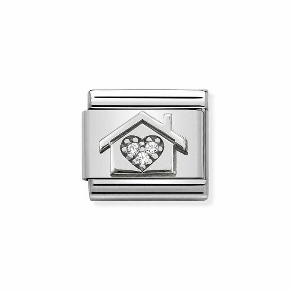 Nomination Classic Link Home Heart with CZ Charm in Silver