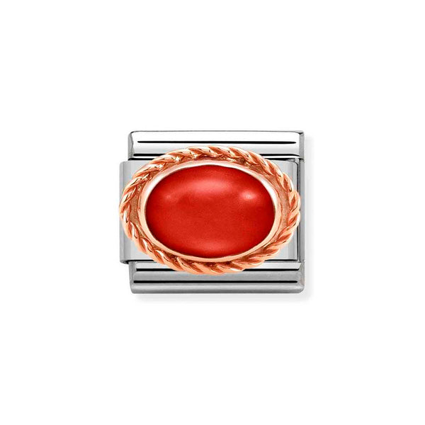 Nomination Classic Link Rich Set Red Coral Charm in Rose Gold