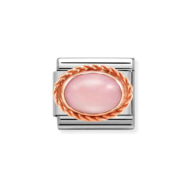 Nomination Classic Link Rich Set Pink Opaline Charm in Rose Gold