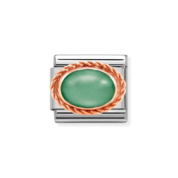 Nomination Classic Link Rich Set Green Aventurine Charm in Rose Gold