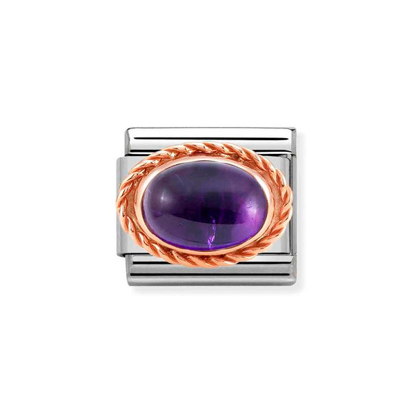 Nomination Classic Link Rich Set Amethyst Charm in Rose Gold