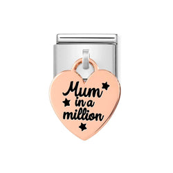 Nomination Classic Link Pendant Heart Mum in a Million Charm in Rose Gold