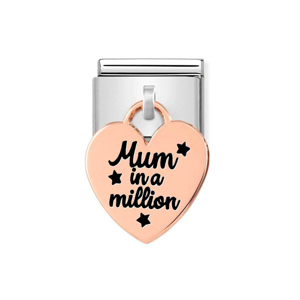 Nomination Classic Link Pendant Heart Mum in a Million Charm in Rose Gold