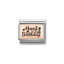 Nomination Classic Link Happy Birthday Charm in Rose Gold