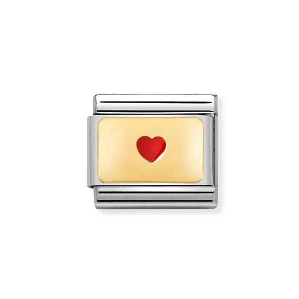 Nomination Classic Link Small Red Heart Charm in Gold