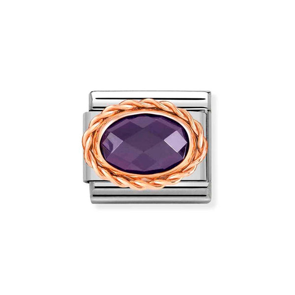 Nomination Classic Link Rich Set Violet Faceted CZ Charm in Rose Gold