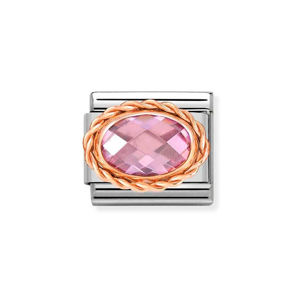 Nomination Classic Link Rich Set Pink Faceted CZ Charm in Rose Gold