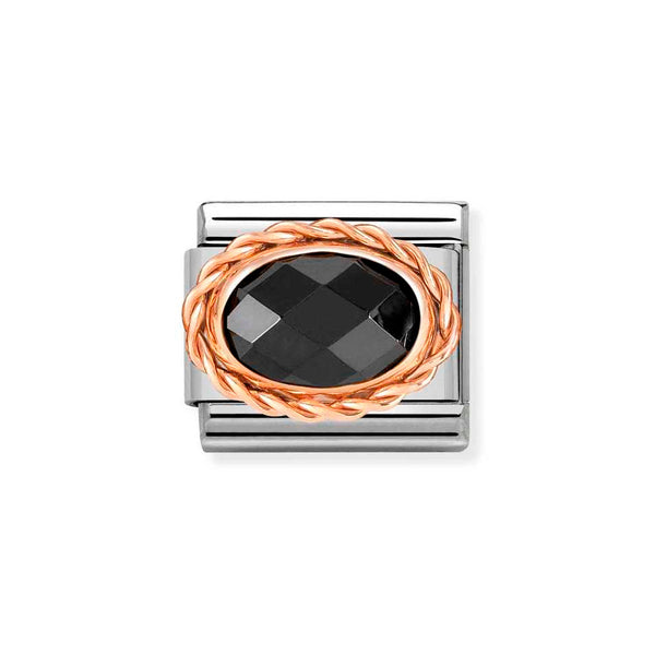 Nomination Classic Link Rich Set Black Faceted CZ Charm in Rose Gold