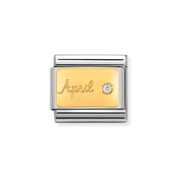 Nomination Classic Link April Diamond Charm in Yellow Gold