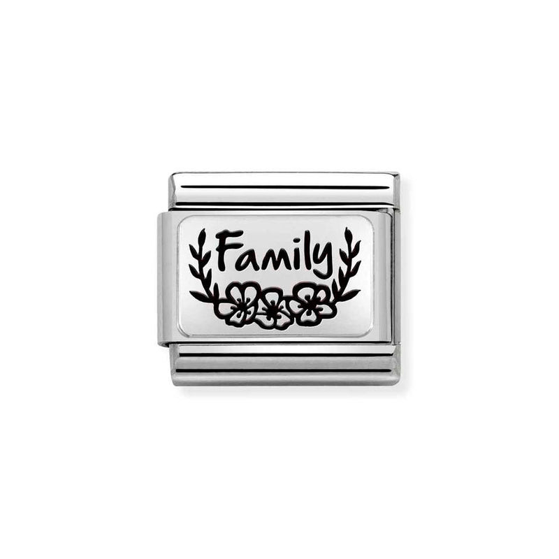 Nomination Classic Link Family with Flowers Charm in Silver