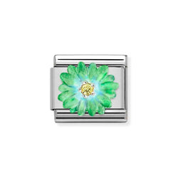 Nomination Classic Link of Green Flower with CZ Charm in Silver