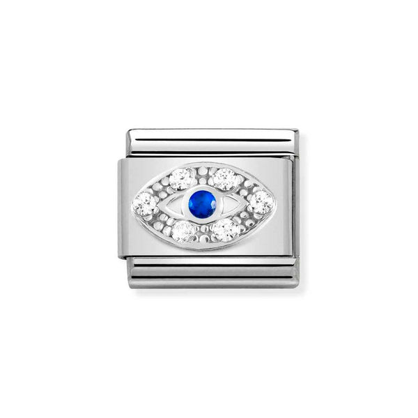 Nomination Classic Link White & Blue CZ Eye Charm in Silver