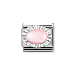 Nomination Classic Link Diamond Cut Rose Quartz Charm in Silver