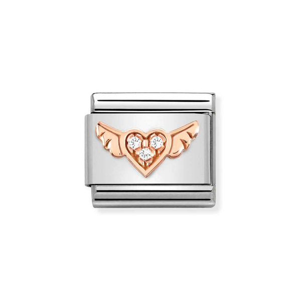 Nomination Classic Link Winged Heart with CZ Charm in Rose Gold