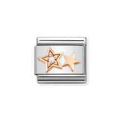 Nomination Classic Link Double Star with CZ Charm in Rose Gold