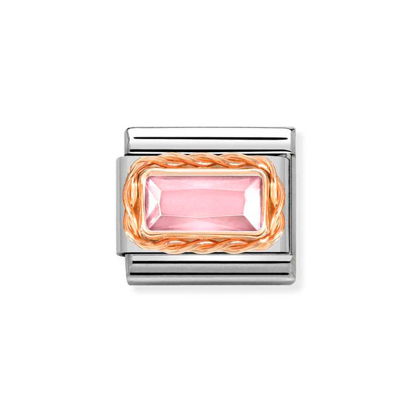 Nomination Classic Link Rich Set Pink Baguette CZ Charm in Rose Gold