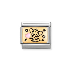 Nomination Classic Link Family Pink Elephant Charm in Gold