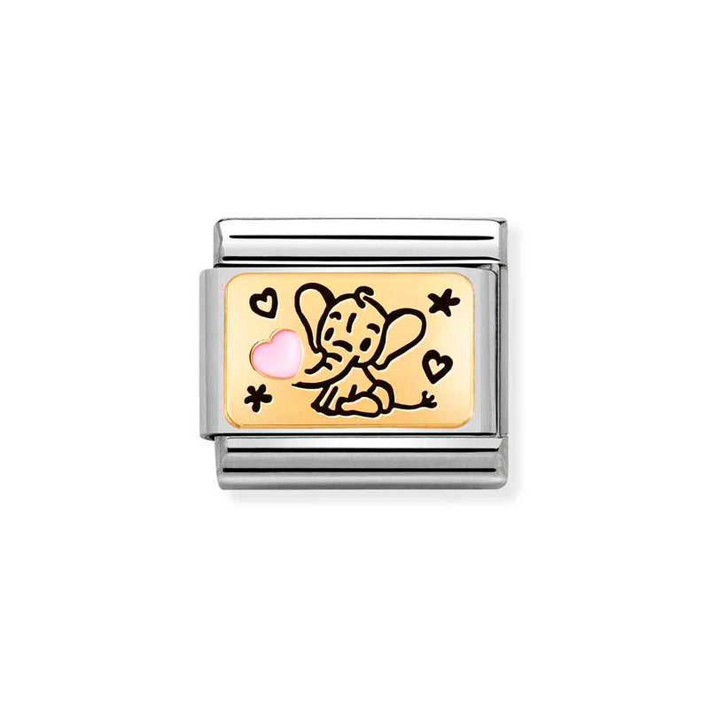 Nomination Classic Link Family Pink Elephant Charm in Gold