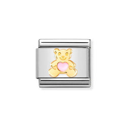 Nomination Classic Link Pink Bear Charm in Gold