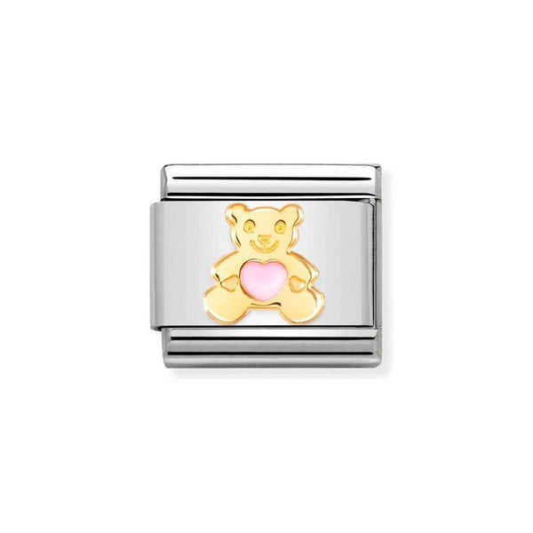 Nomination Classic Link Pink Bear Charm in Gold