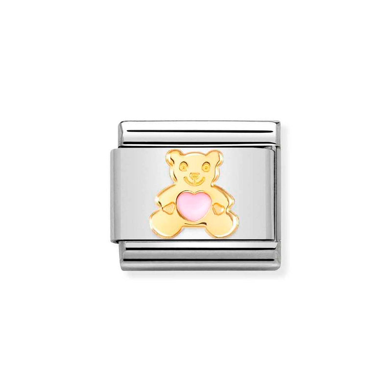 Nomination Classic Link Pink Bear Charm in Gold